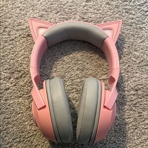 Razer Pink and Gray Cat Ear Headphones